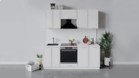 Кухонный гарнитур «Ольга» длиной 200 см со шкафом НБ (Белый/Белый)